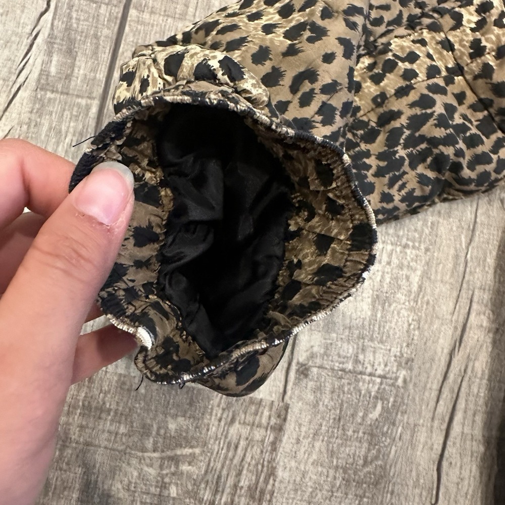 Glitzy Rags Vintage Leopard Print Puff Jacket Buttons Pockets USA Womens Size S - Picture 11 of 13